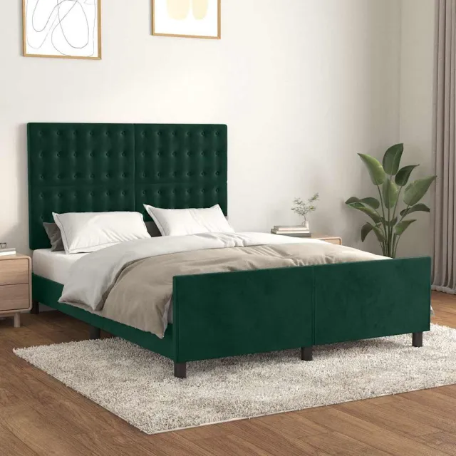 vidaXL Bedframe zonder matras 140x190 cm fluweel donkerblauw blauw