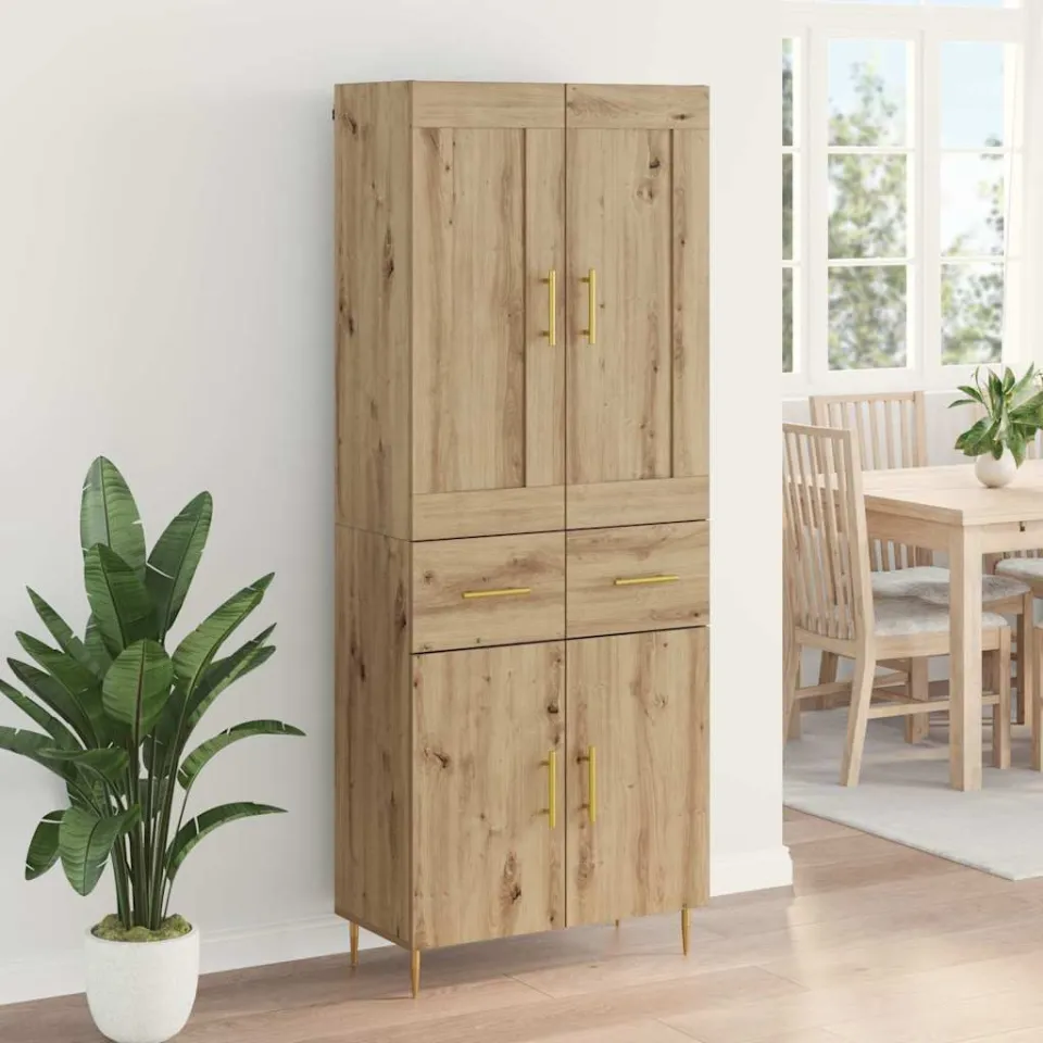 vidaXL Hoge kast Artisan Eiken 69,5 x 34 x 180 cm Bewerkt hout, foto 3