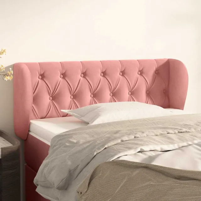 vidaXL Hoofdbord met randen 93x23x78/88 cm fluweel roze