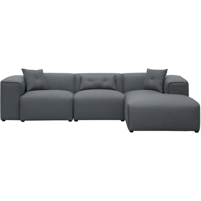 Beliani DOLVA - Hoekbank - Donkergrijs - Linkerzijde - 294 cm - Polyester