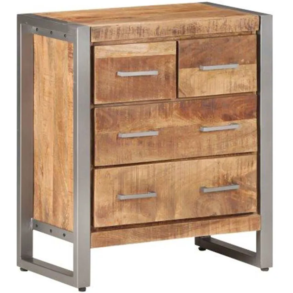 vidaXL Dressoir 60x35x70 cm ruw mangohout bruin, foto 4