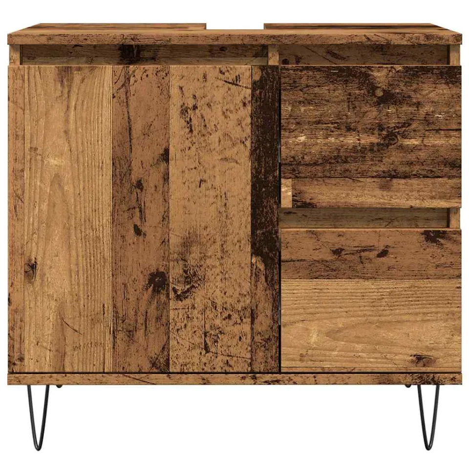 vidaXL Badkamerkast 65x33x60 cm bewerkt hout oud houtkleurig bruin, foto 4
