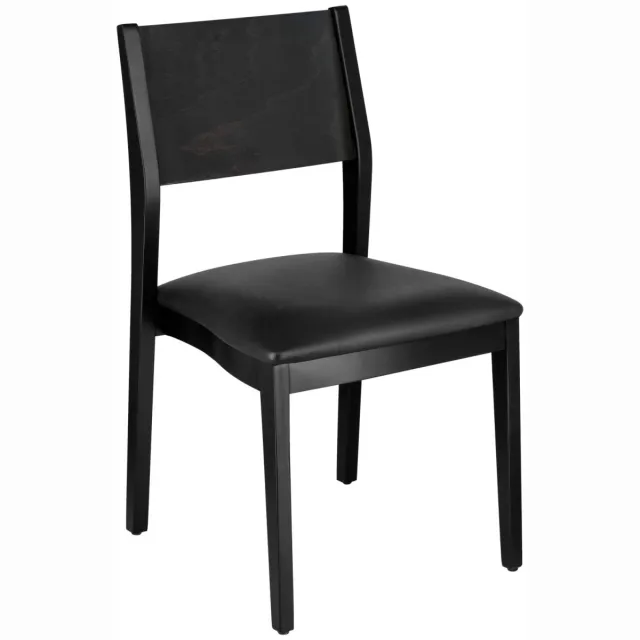 Vega 2x VEGA Stapelbare stoel Stak kunstleer; 48x51x86 cm (BxDxH); zitting zwart, frame wengé; 2 stuk / verpakking