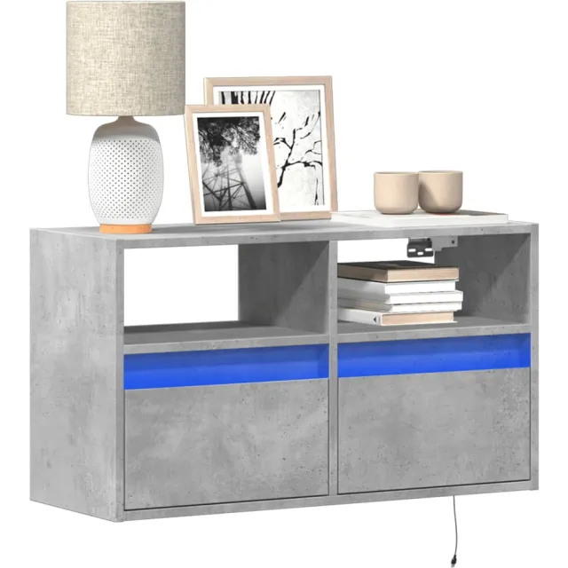 vidaXL Tv-wandmeubel met LED-verlichting 80x31x45 cm betongrijs grijs, foto 2