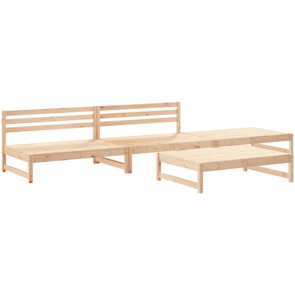 vidaXL 4-delige Loungeset massief grenenhout bruin, foto 3