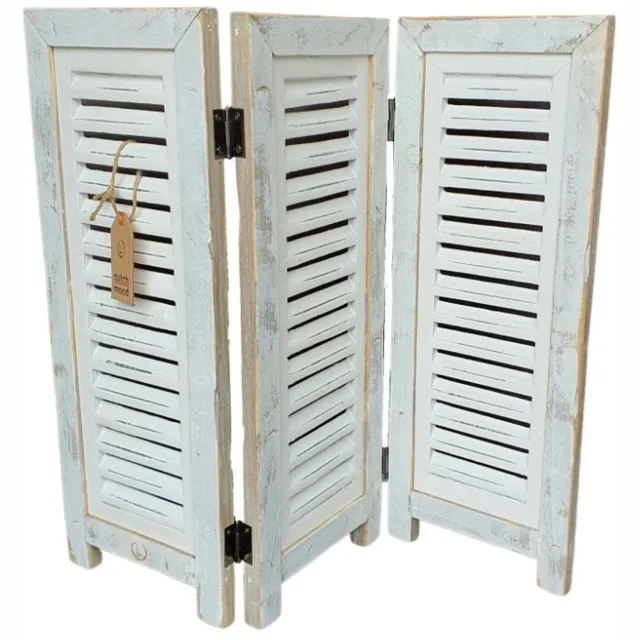 Dutch mood raamshutter 3-luik wit 52 cm – houten vensterluik Ibiza White met scharnieren – decoratieve shutter voor vensterbank en inkijkwering, vrijstaand zonder montage