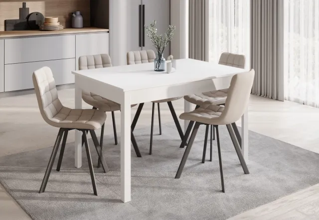 MEUBELLA Eetkamertafel Steve - Wit - 160 cm - Uitschuifbaar