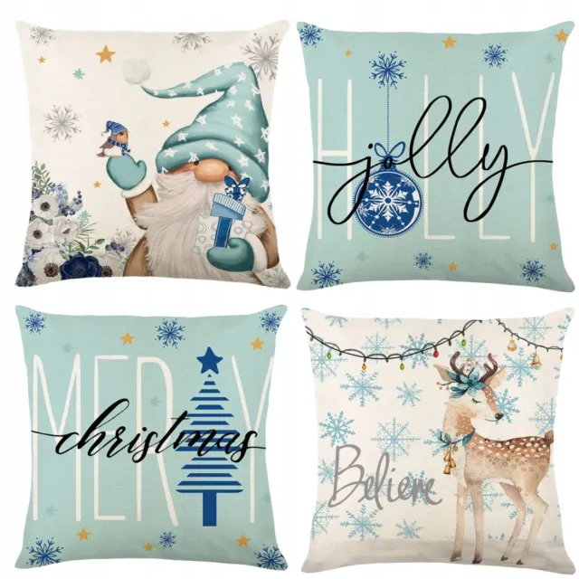 Homedesigns HomeDesign Serie - Vierkante Kerst Kussenhoezen - 45x45 cm - 4 Stuks - Decoratief Meerkleurig