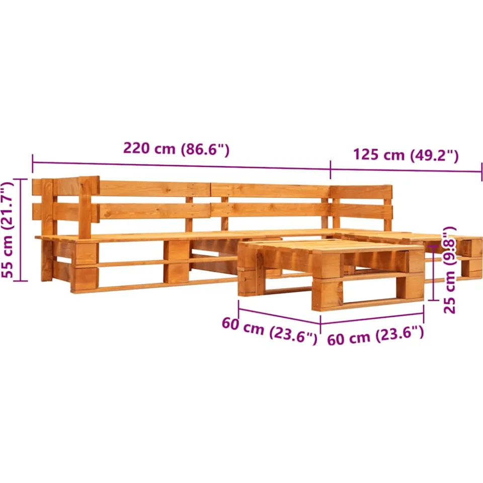 vidaXL 4-delige Loungeset pallet hout honingbruin bruin, foto 3