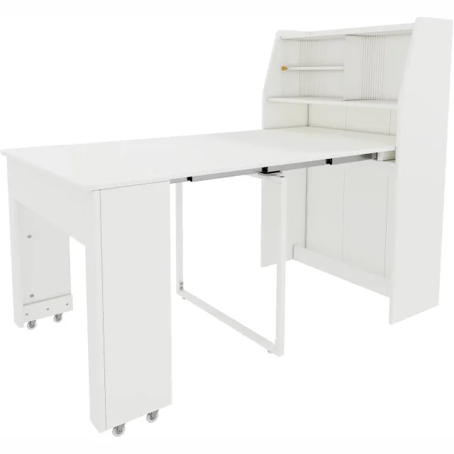SONNENH Uitschuifbare eettafel met opzetkast - Wit - 52–132,5 x 80 cm - Bladhoogte 76 cm