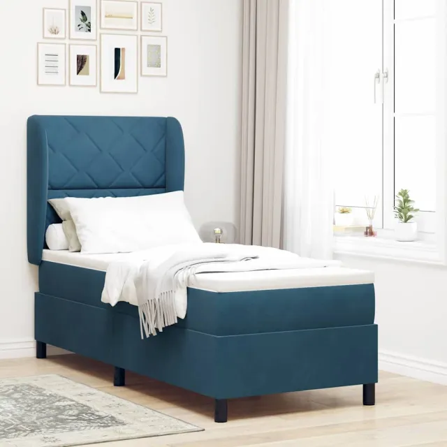vidaXL Boxspringbed met hoofdeinde Donkerblauw 200 x 80 cm Fluweel
