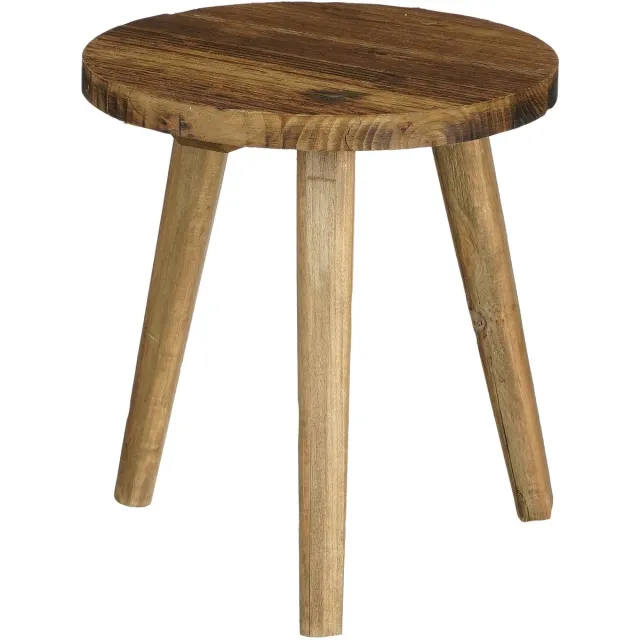 Mica Decorations Bold Bijzettafel - Salontafel Hout van Gerecycled Hout met Natuurlijke Houtnerven - Nachtkastje Rond voor de Woonkamer - Hoogte 28 x Diameter 26 cm - Bruin
