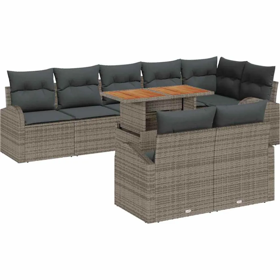 vidaXL Tuin Sofa Set 9 st Grijs Poly riet