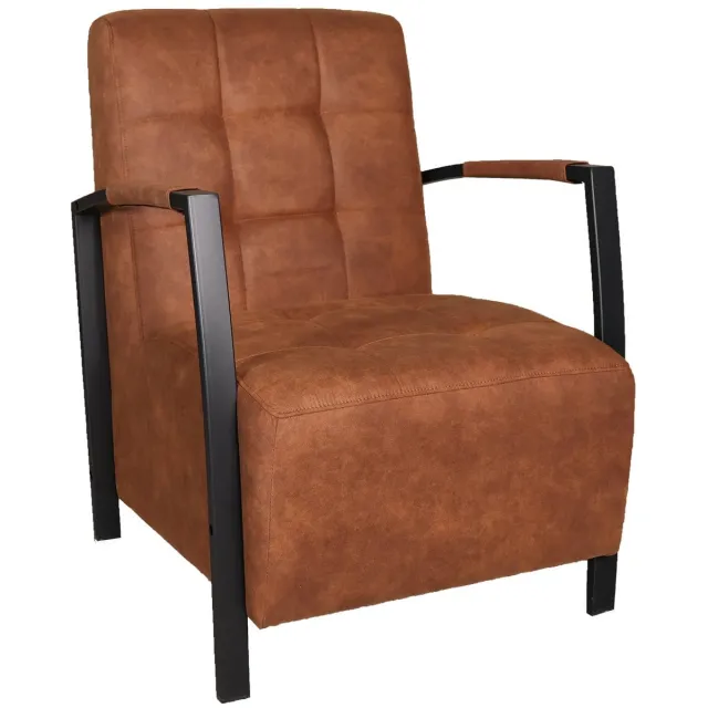 Lizzely Garden & Living Fauteuil Noud loungestoel cognac microvezel armstoel