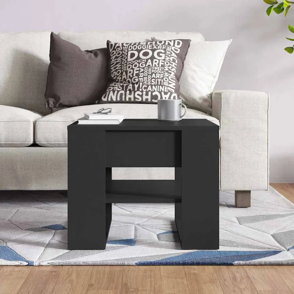 vidaXL Salontafel 55,5x55x45 cm bewerkt hout zwart, foto 3