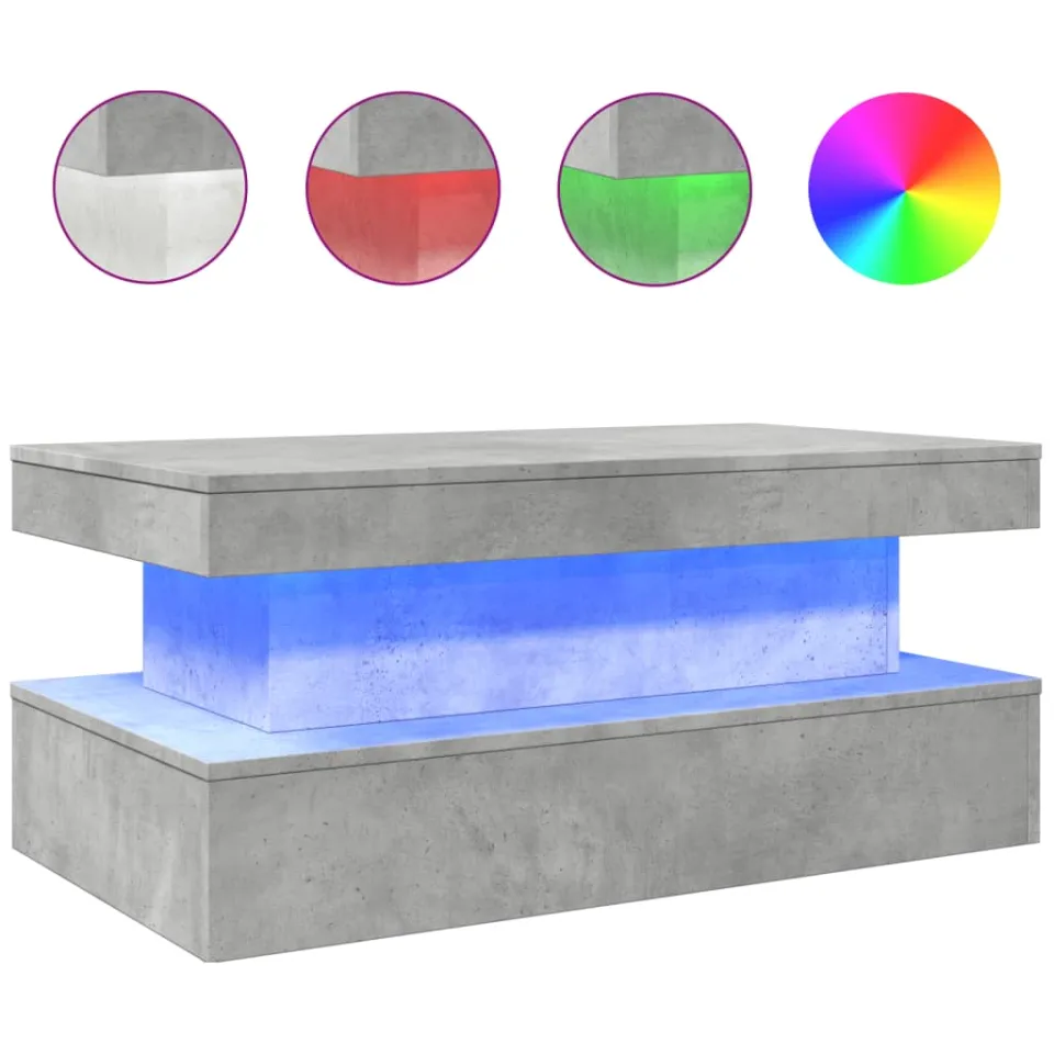 vidaXL Salontafel met LED-verlichting 90x50x40 cm betongrijs grijs