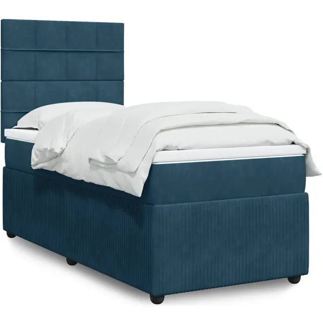 vidaXL Boxspring met matras fluweel blauw 100x200 cm
