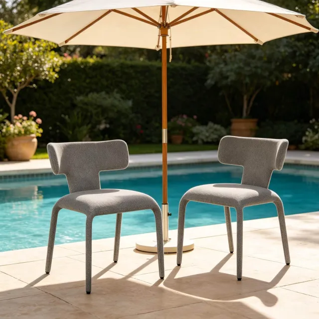 WUVRIE Set van 2 bureaustoelen 53x53x78 cm - Gebogen rugleuning en wielen - Grijs
