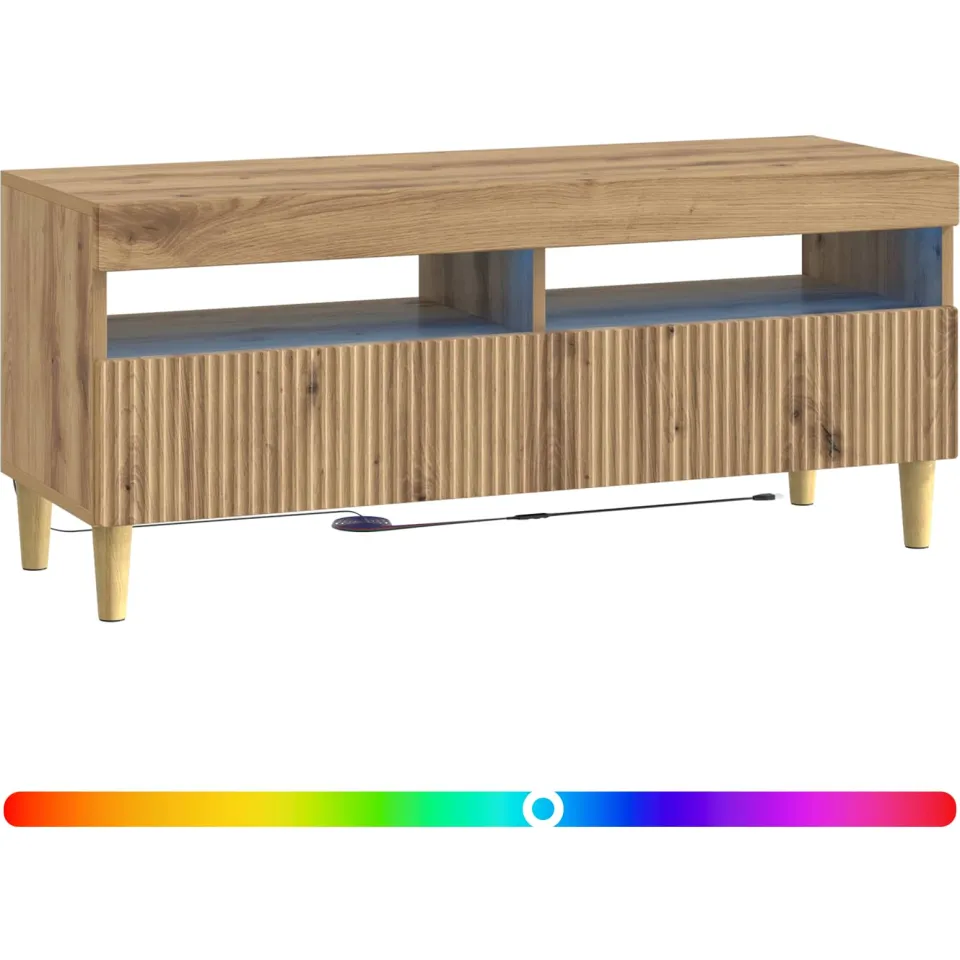 vidaXL LED tv-meubel ARNHEM 100 x 35 x 43 cm Artisanaal eiken Bruin