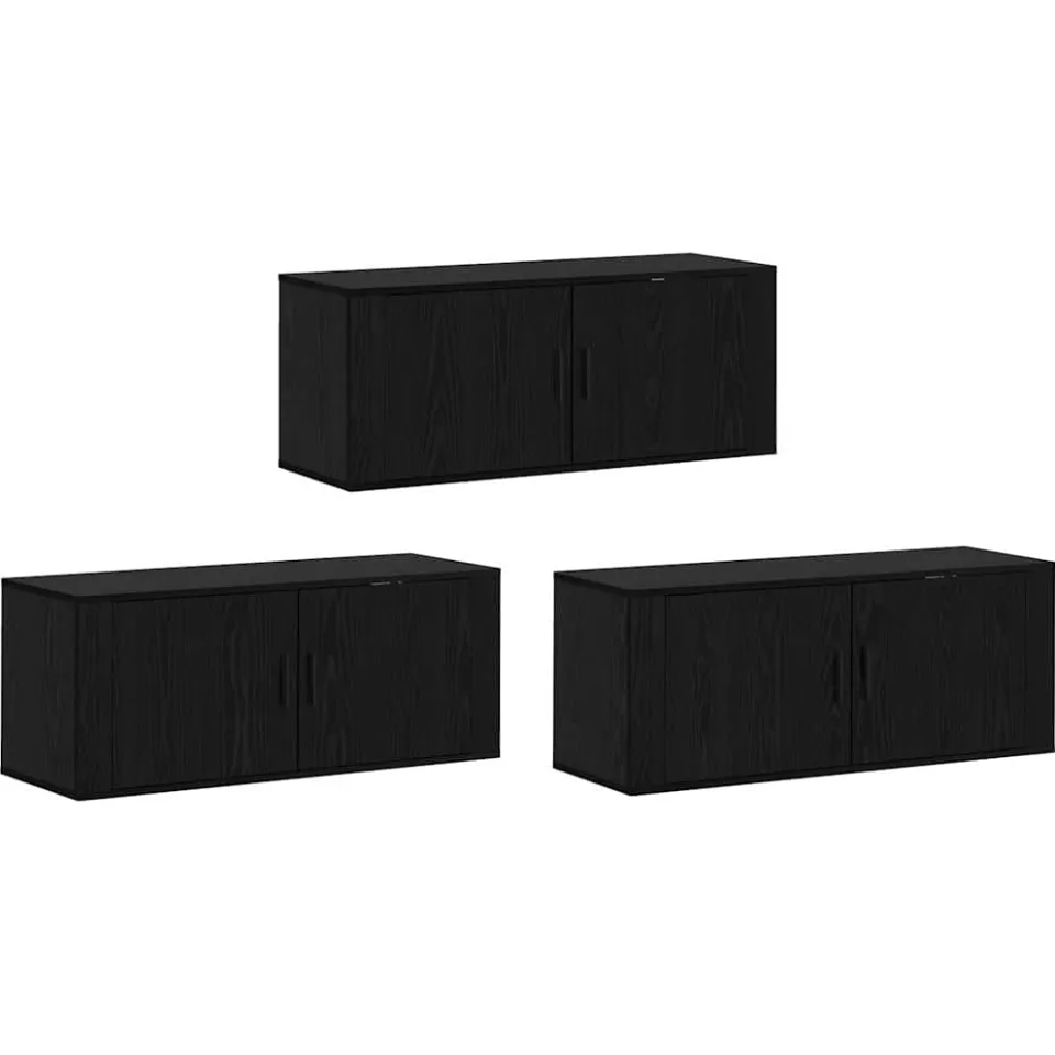 vidaXL Wandtv-kast Set 3 st 100 x 34,5 x 40 cm Zwart Eiken, foto 3