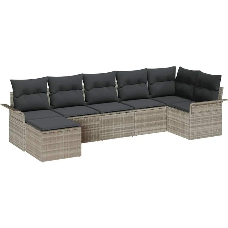 vidaXL Tuin Sofa Set 7 st Lichtgrijs poly rattan