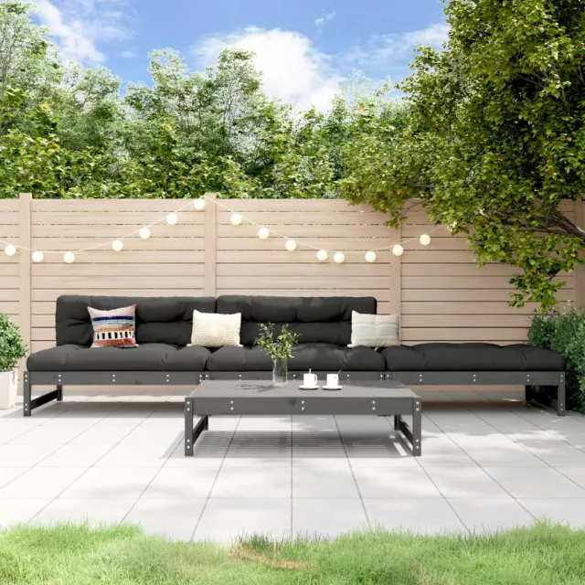 vidaXL 4-delige Loungeset massief grenenhout grijs, foto 2