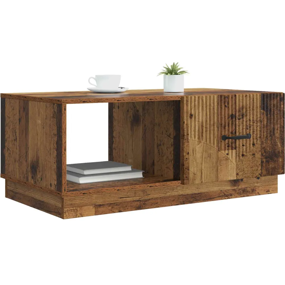 vidaXL Salontafel Oud hout 90 x 50 x 37 cm Bewerkt hout bruin