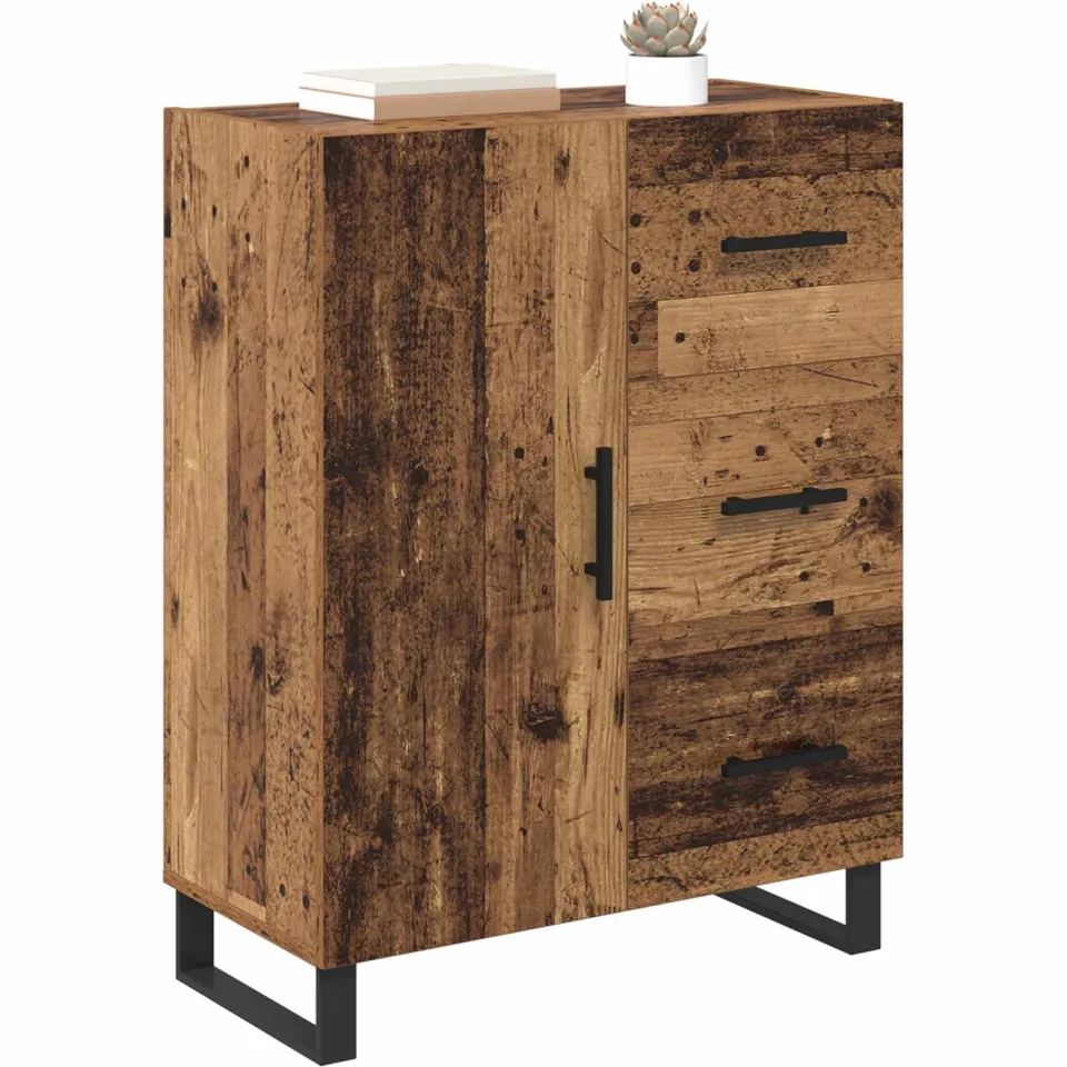 vidaXL Dressoir Oud Hout 69,5 x 34 x 90 cm Gemonteerd hout en ijzer Bruin