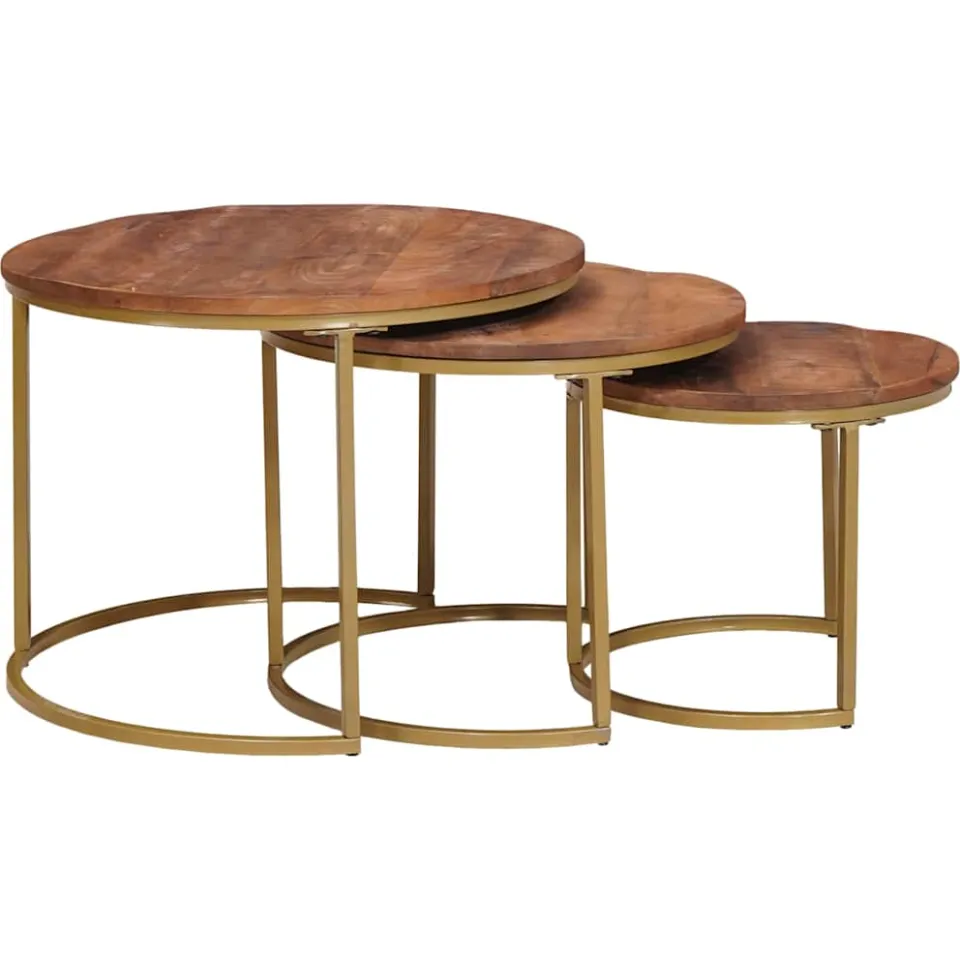 vidaXL Nest Koffietafels 3 st Honingbruin 60 x 60 x 45 cm