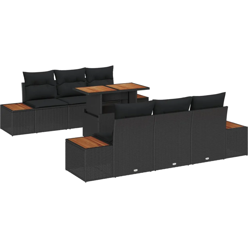 vidaXL Tuin Sofa Set 7 st Zwart Poly riet