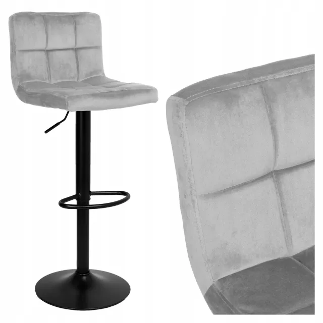 Gockowiak Barstoel Arako Grijs Velvet - Stijlvol & Comfortabel voor Keuken & Eetkamer