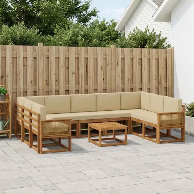 vidaXL Buiten bankenset 10 st 9-zits Natuurlijk en Beige