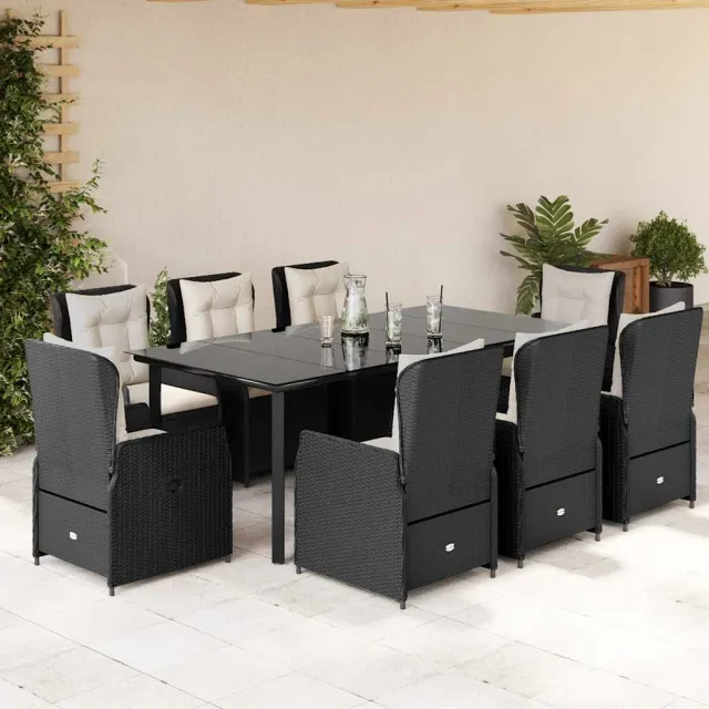 vidaXL 9-delige Tuinset poly rattan zwart, foto 2