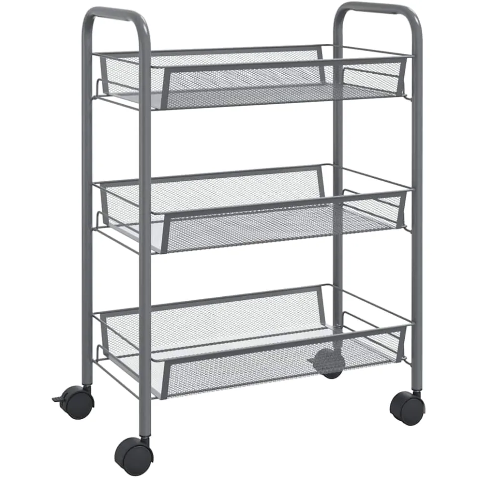 vidaXL Keukentrolley 3-laags 46x26x54 cm ijzer grijs, foto 3