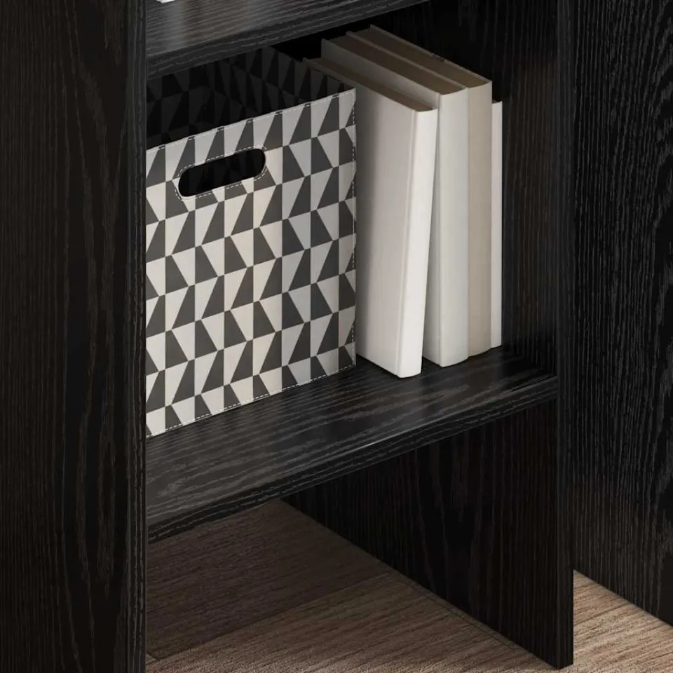 vidaXL Boekenkast 5-laags 40 x 35 x 180 cm Bewerkt hout Zwart Eiken, foto 3