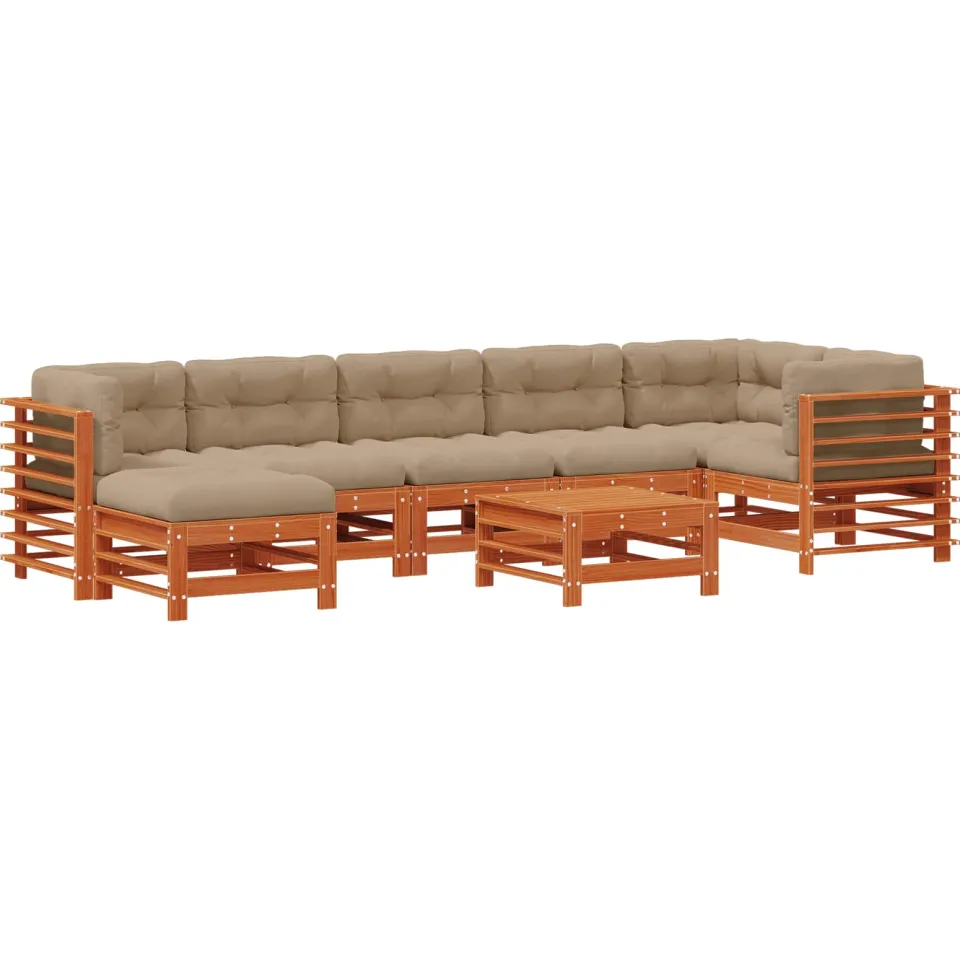 vidaXL Tuin loungeset 8 st Wasbruin Massief grenenhout bruin, foto 3