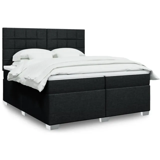 vidaXL Boxspring met matras stof zwart 200x200 cm