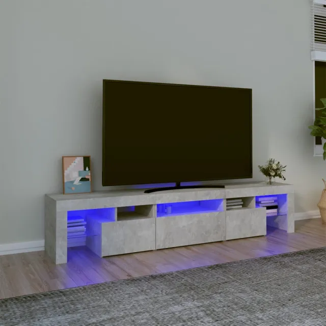 vidaXL Tv-meubel met LED-verlichting 200x36,5x40 cm betongrijs grijs, foto 2