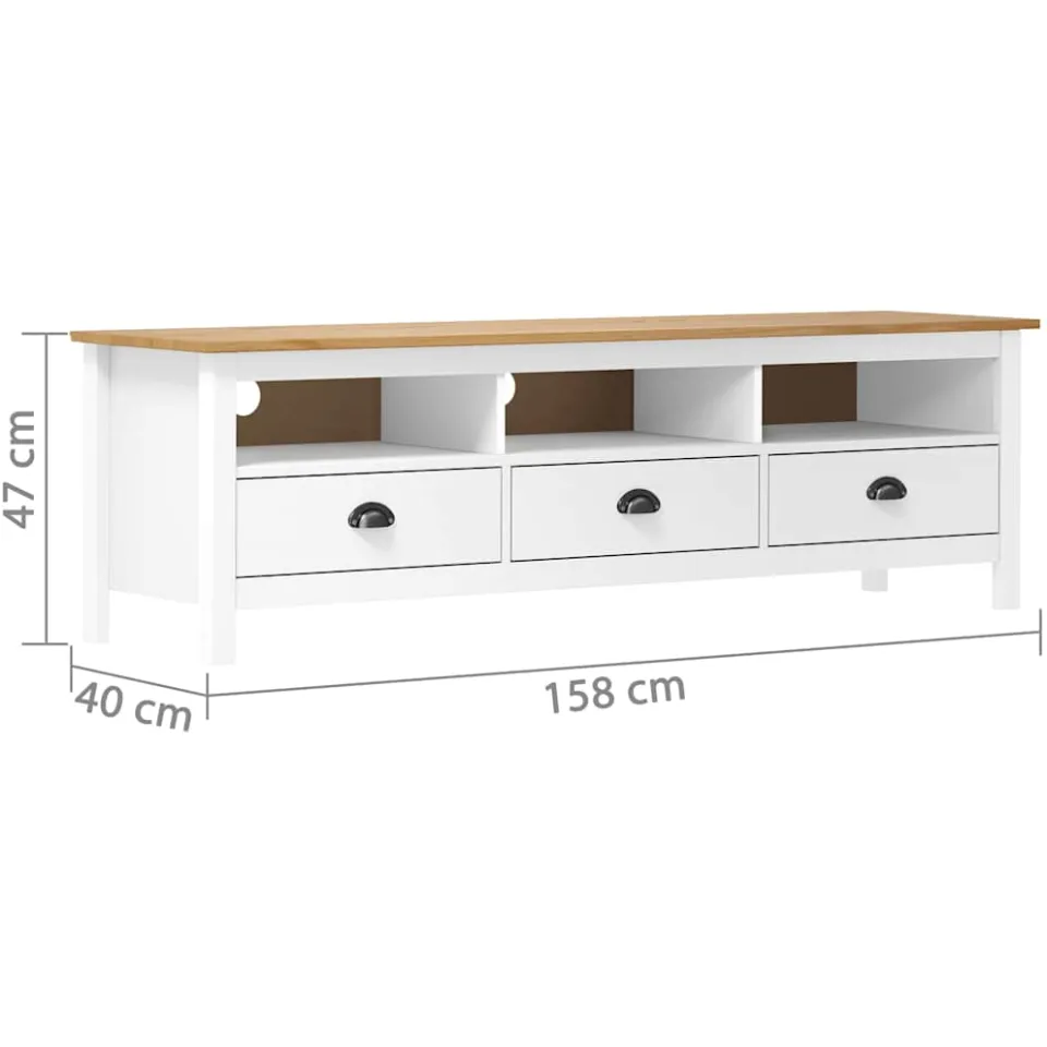 vidaXL Tv-meubel Hill Range 158x40x47 cm massief grenenhout wit, foto 3