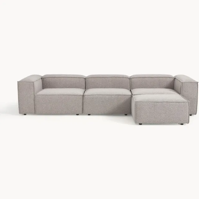 Westwing Collection Modulaire bank Lennon (4-zits) met poef (links/rechts) van bouclé Taupe