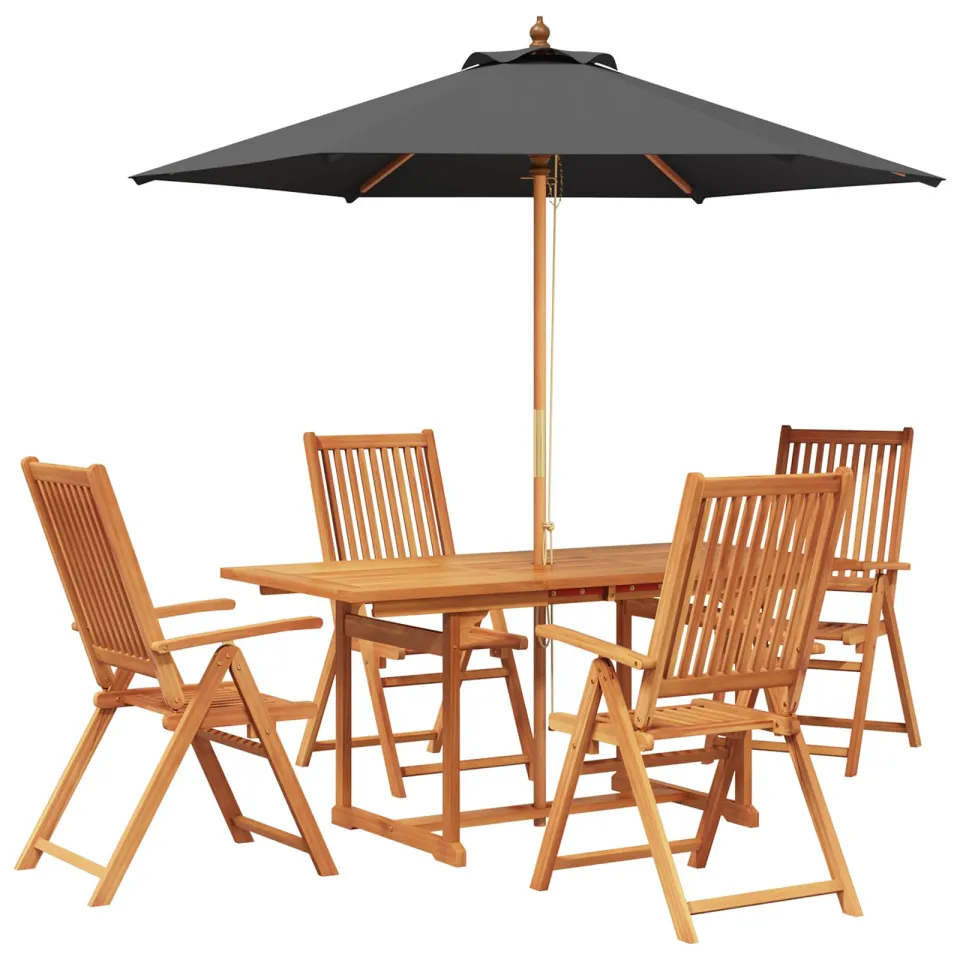 vidaXL Buiten Eetset met Parasol 6 st 4-zits Anthraciet en Natuurlijk, foto 3