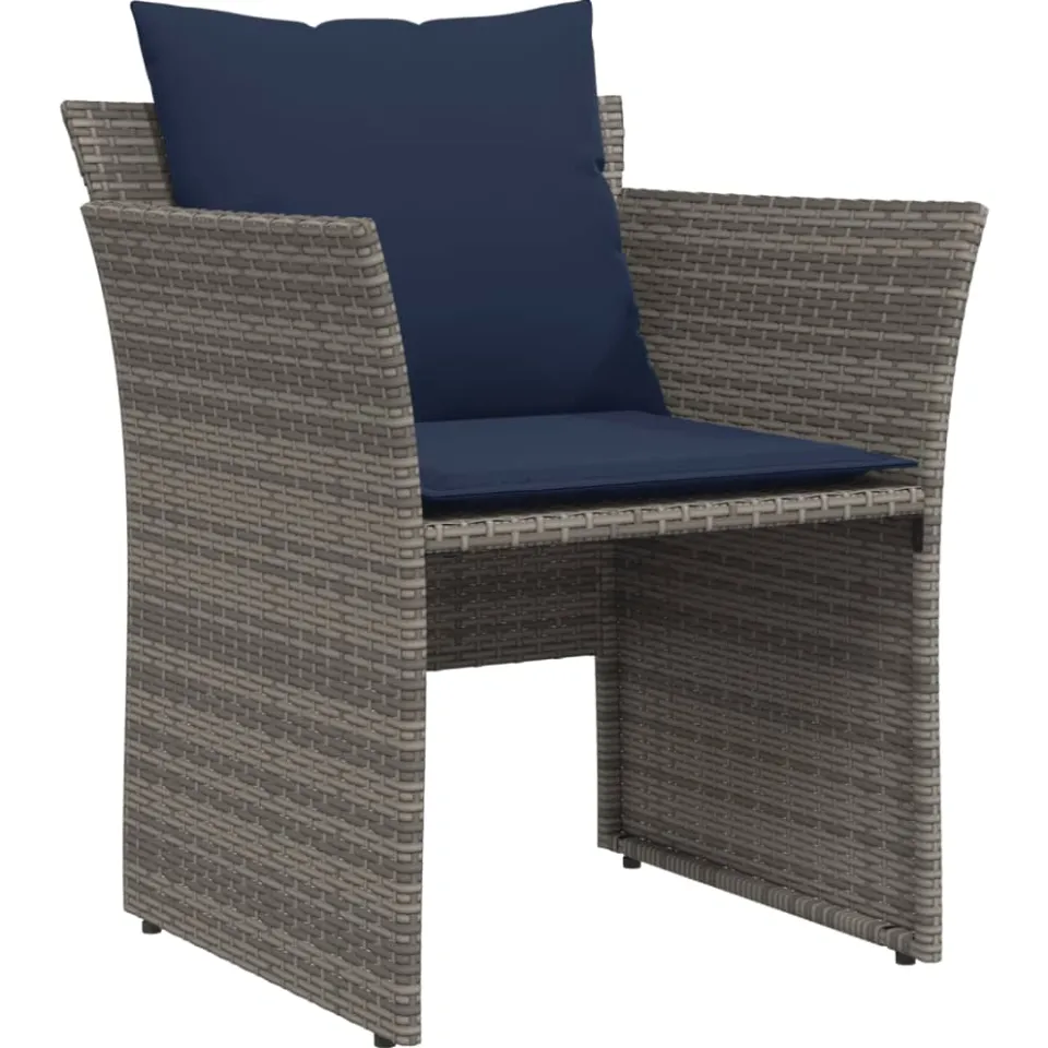vidaXL Tuinstoel met voetenbank poly rattan grijs, foto 4