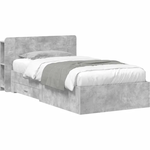 vidaXL Bedframe met opslag Betongrijs 75 x 190 cm Bewerkt hout