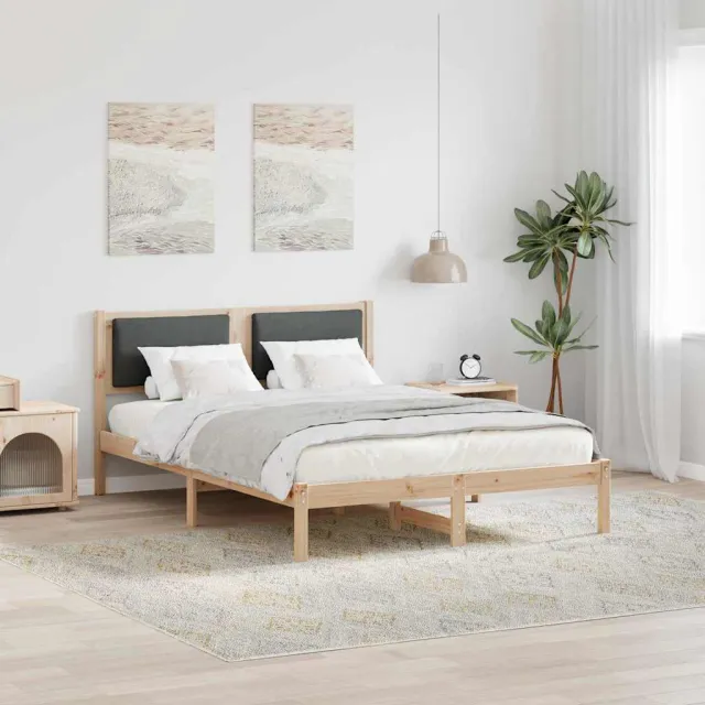 vidaXL Bedframe Donkergrijs 135 x 190 cm Massief grenenhout