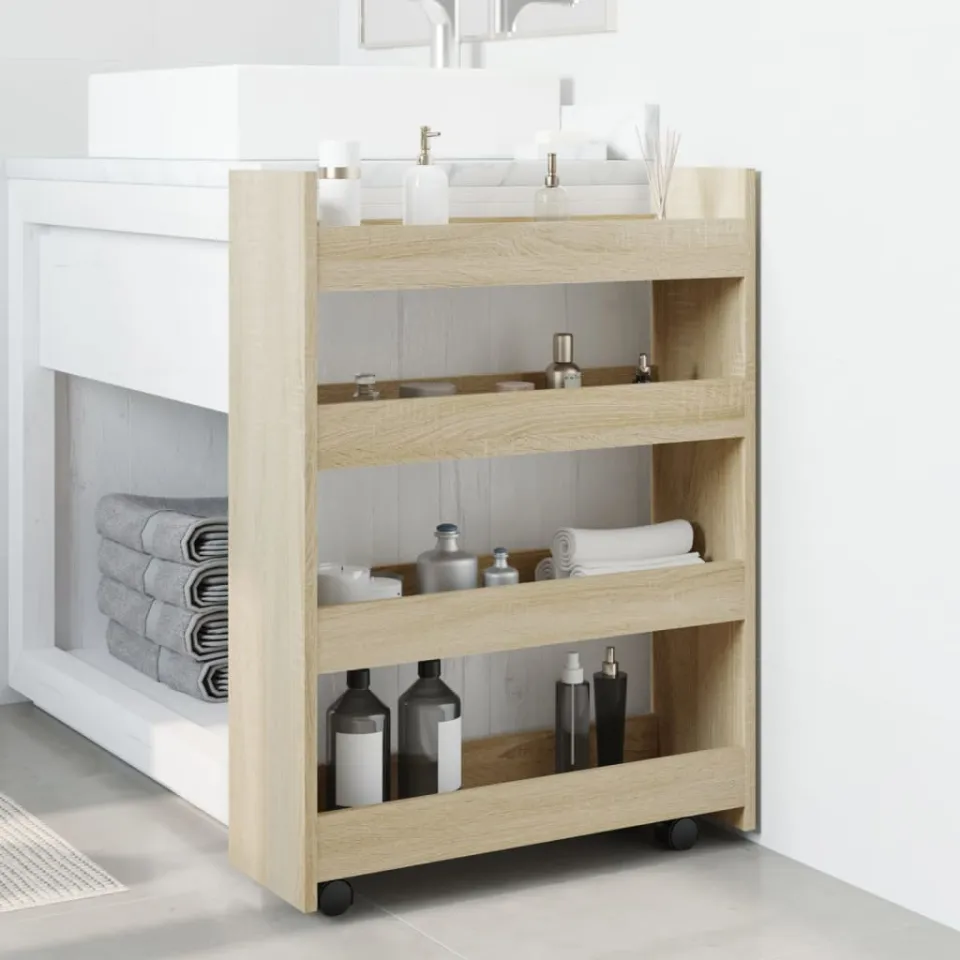 vidaXL Opbergtrolley smal 4-laags bewerkt hout sonoma eikenkleurig, foto 2
