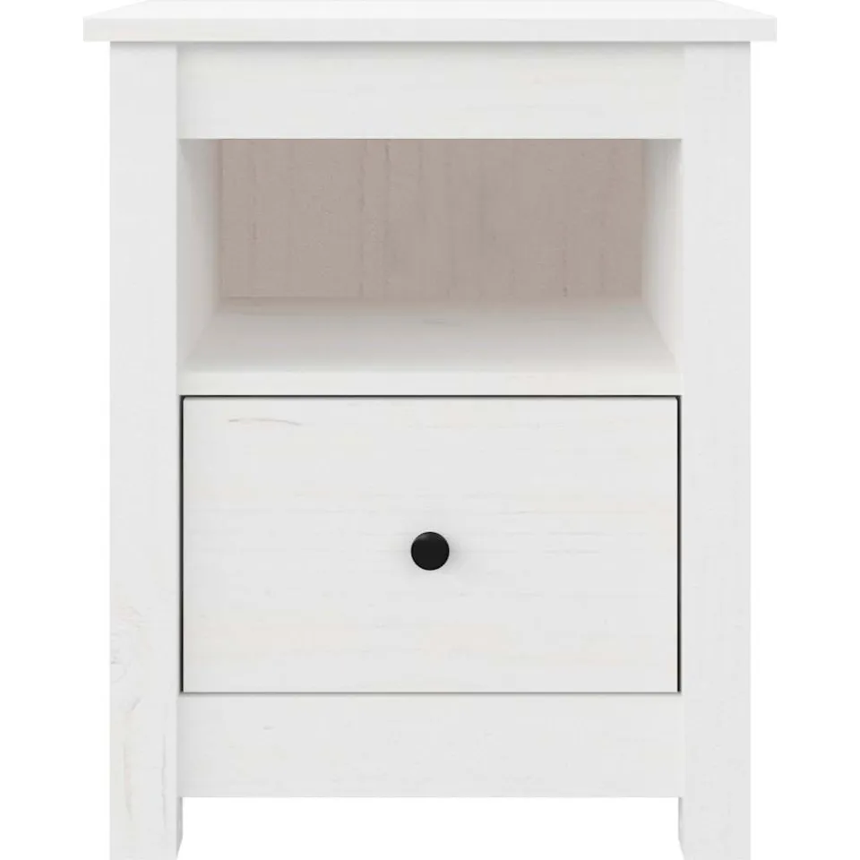 vidaXL Nachtkastje 40x35x49 cm massief grenenhout wit