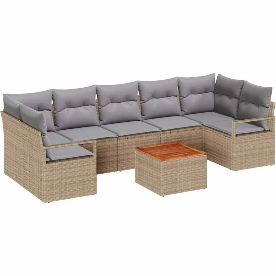 vidaXL Tuinbankenset 8 st Beige poly rattan