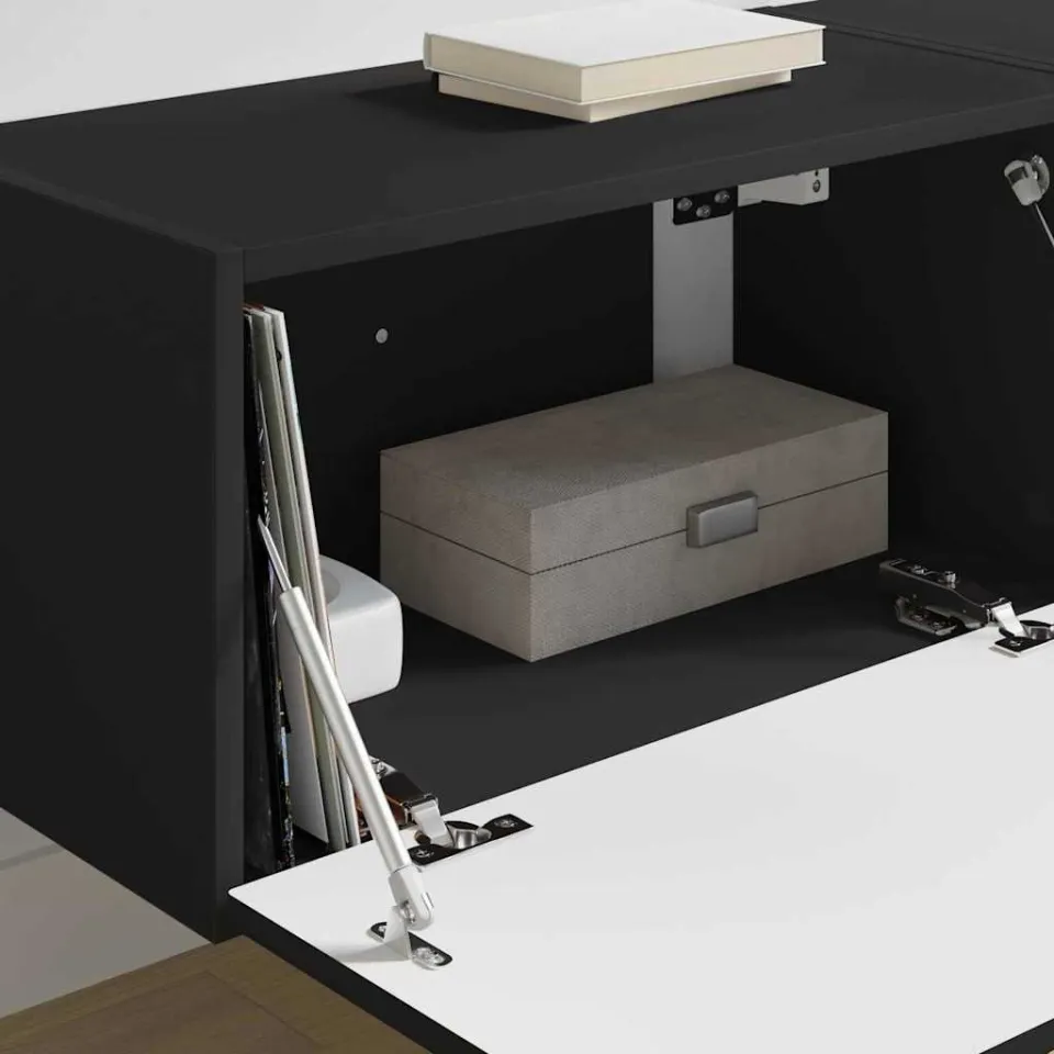 vidaXL TV Wandkast 2 st Zwart Bewerkt hout, foto 4