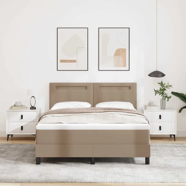 vidaXL Boxspringbed met matras Cappuccino 140 x 200 cm Kunstleer Bruin