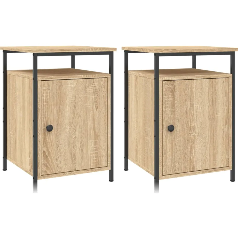 vidaXL Nachtkastjes 2 st 40x42x60 cm bewerkt hout sonoma eikenkleurig, foto 3